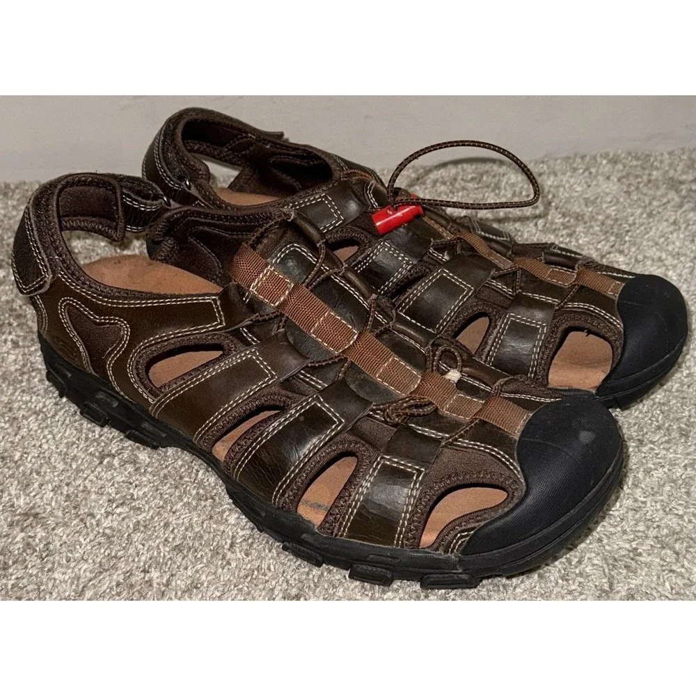 Skechers Men's Size 10 Leather Fisherman Hiking Sandals Brown See Description